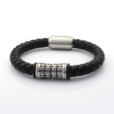 Men's Genuine Leather Braided Tribal Design Leather Bracelet